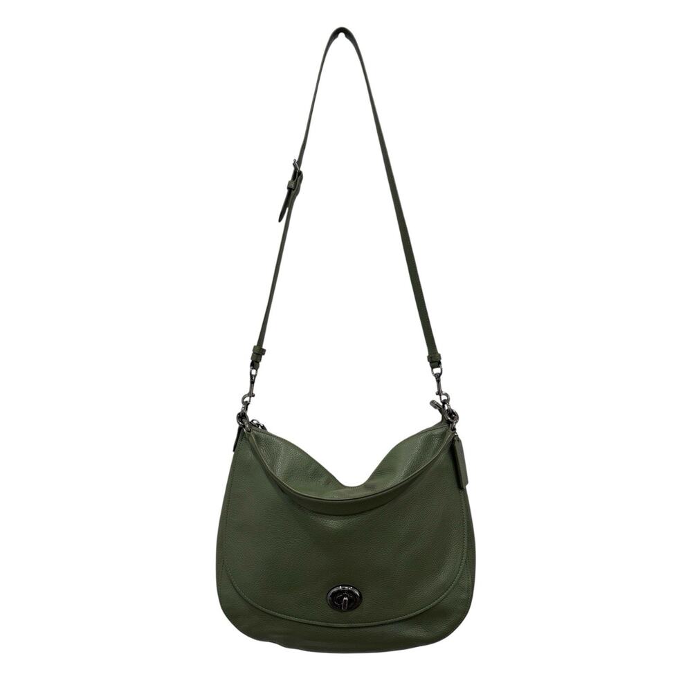 Coach 36762 Olive Pebbled Leather Hobo Crossbody Bag Gunmetal Turnlock Dust Bag - Picture 4 of 16
